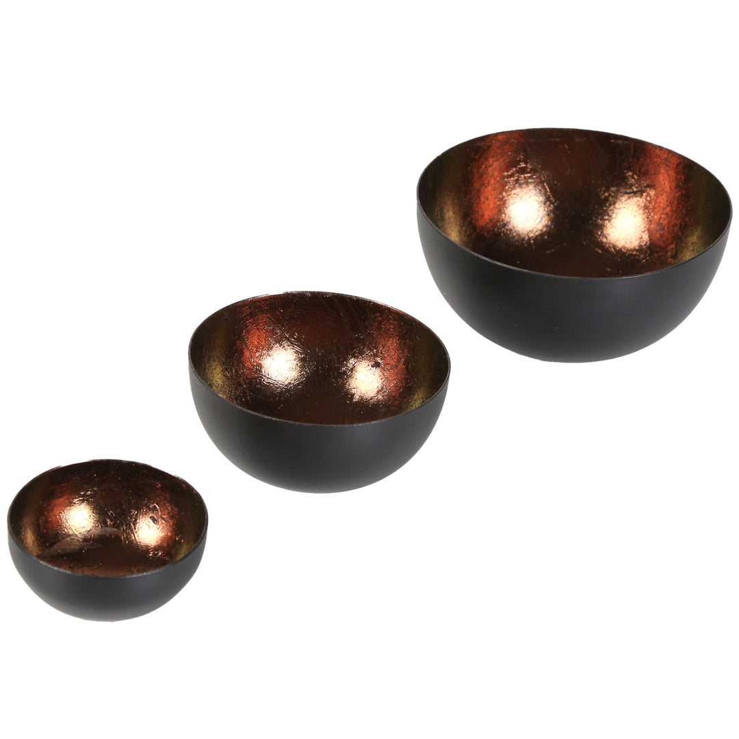 Set of 3 tea light holders Meo brown