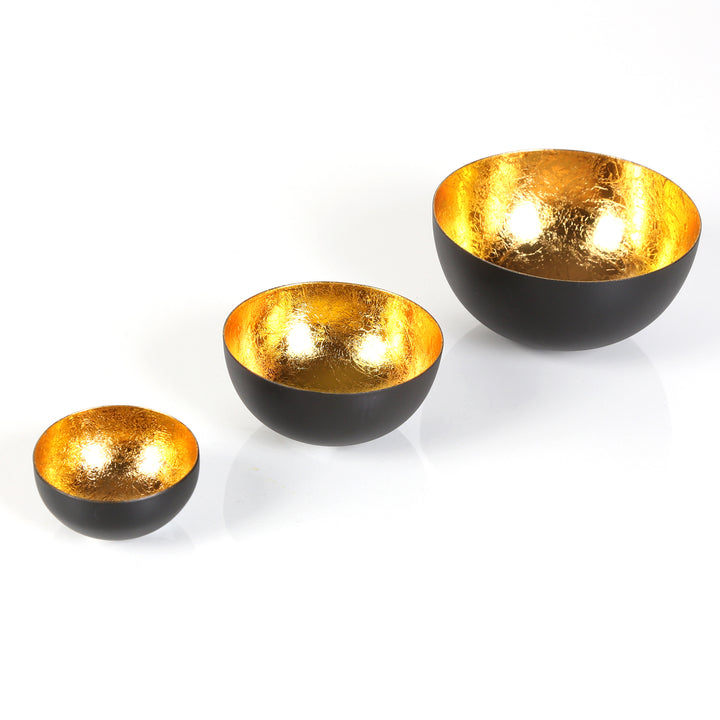 3er Set Teelichthalter Meo Gold