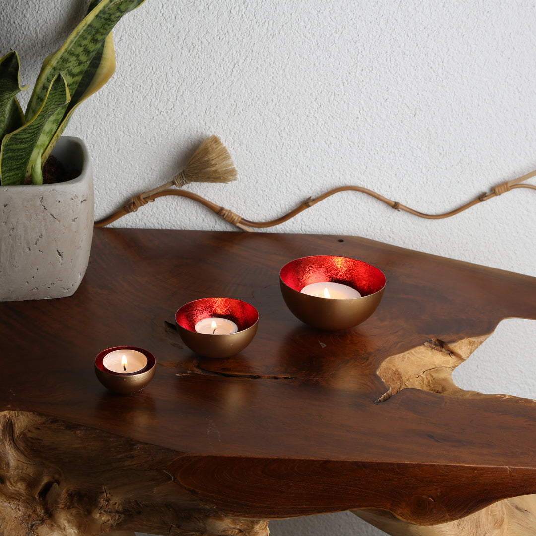 3er Set Teelichthalter Meo Rot