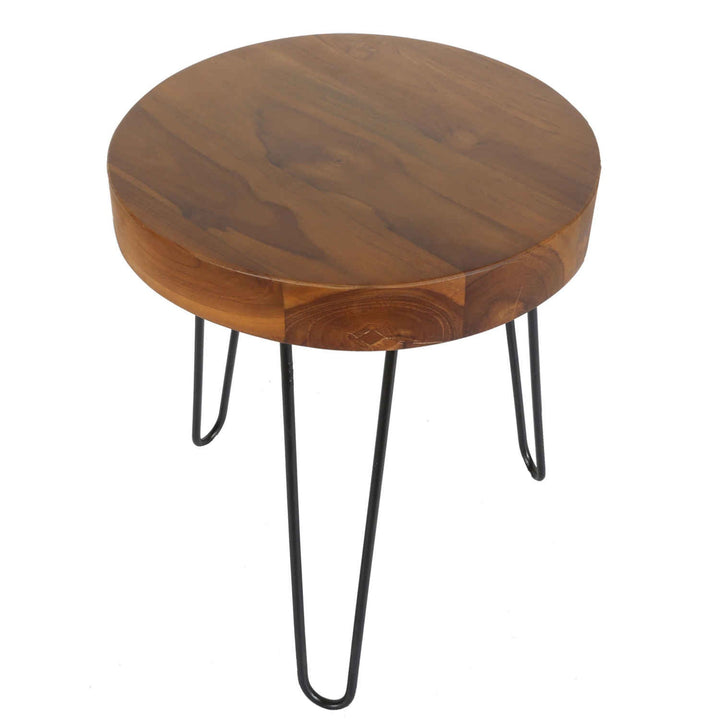 Teak Beistelltisch Ella mit Haarnadel Beinen