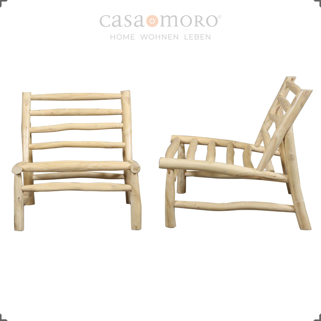 Balkon Sessel Lounge Design aus Teakholz, strapazierfähige PU Schaum Polster mit Reißverschluss