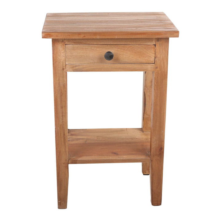 Compact teak side table