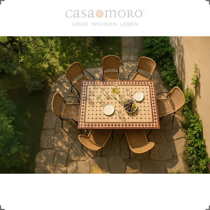 Table à manger rectangulaire 120x80 cm avec un cadre en fer forgé robuste à l'aspect patiné