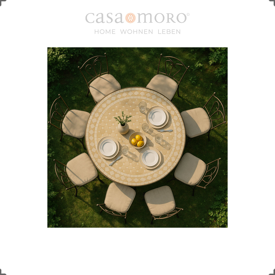 Table en carrelage Zellige pour jardin, terrasse et salle à manger