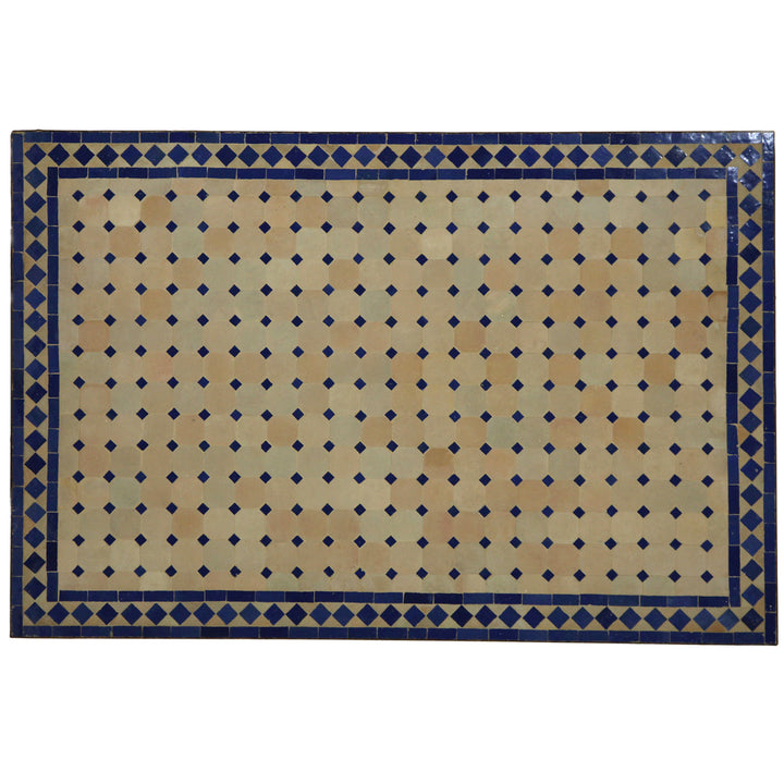 Table de jardin table mosaïque 120x80 cm avec carreaux zellige en terre cuite bleue - fait main