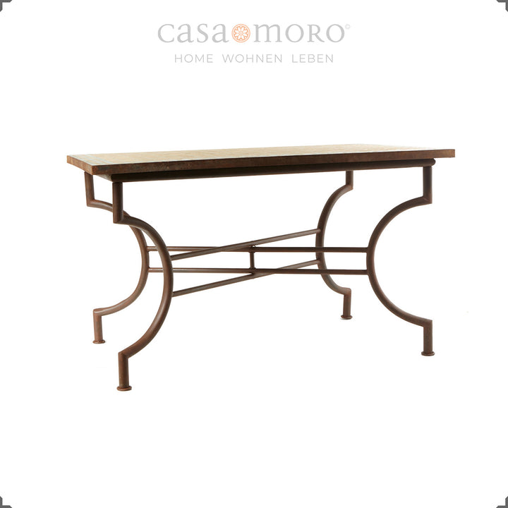 Table mosaïque avec structure en fer forgé robuste - table 120x80 cm avec structure en métal laqué transparent