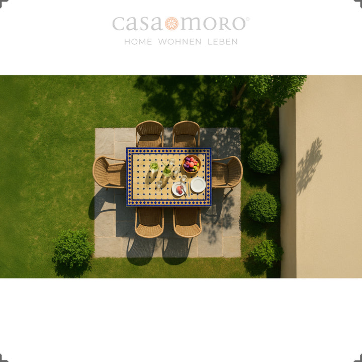 Table de jardin rectangulaire de style marocain