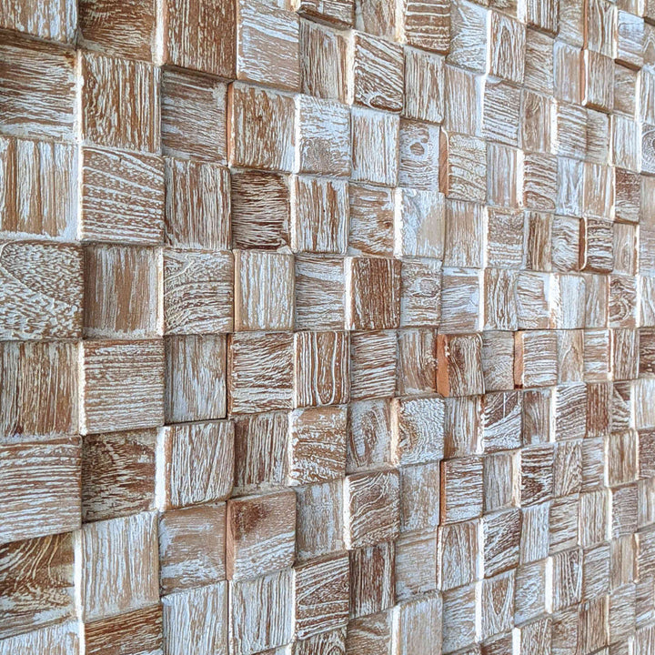 Holz Wandverkleidung White Washed Cube