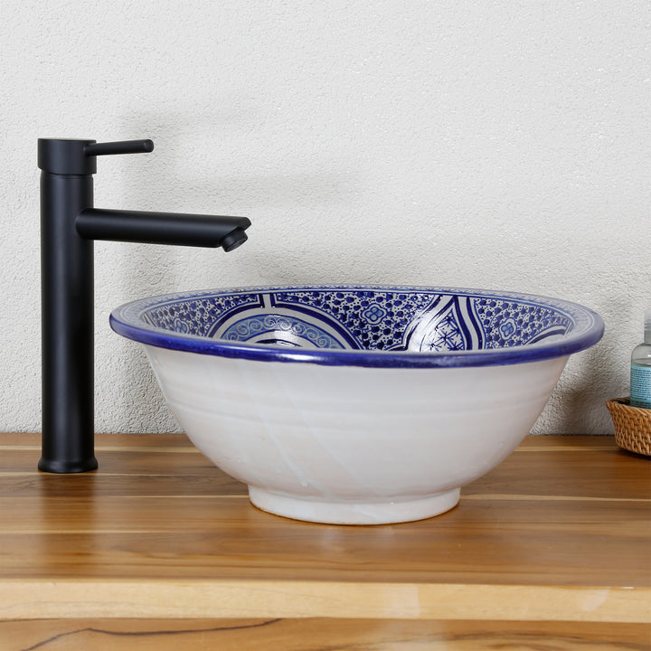 Waschbecken Keramik Blau Weiß