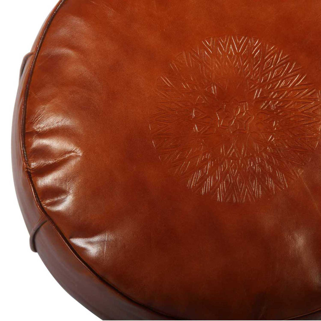 Coussin d'assise en cuir marocain Asli caramel