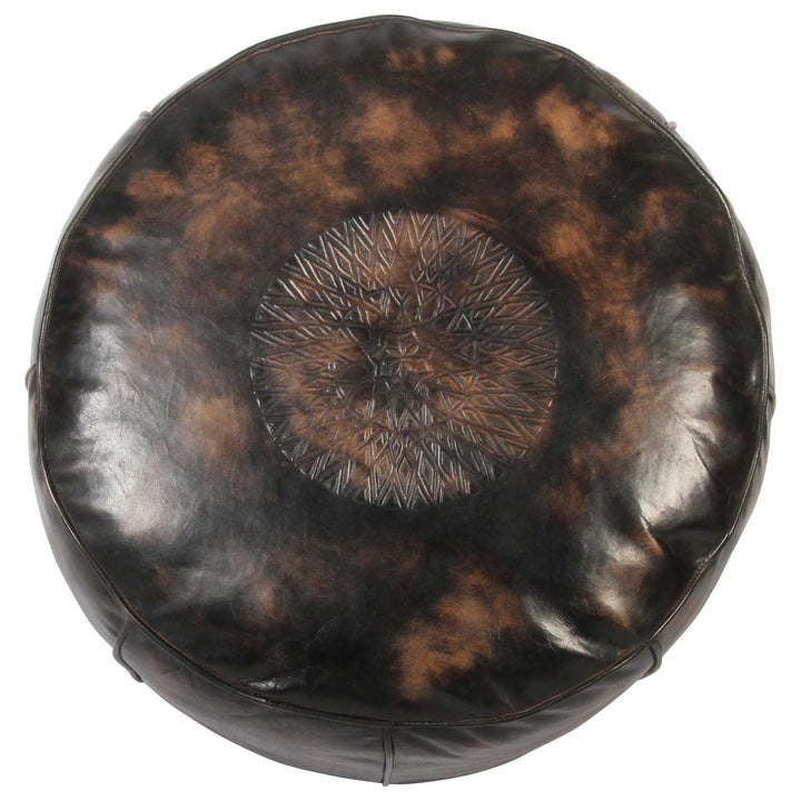 Coussin d'assise en cuir marocain Asli Noir