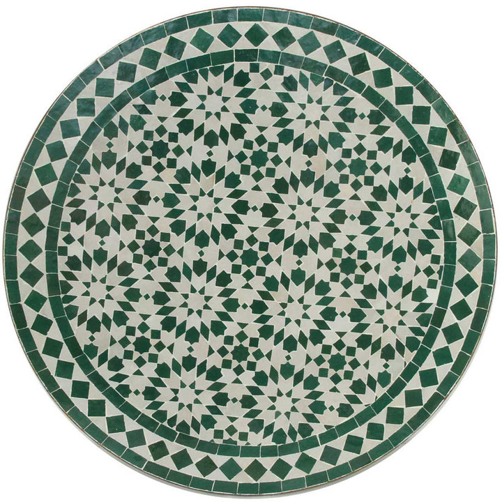 Table bistro mosaïque ronde 70 cm Ankabut blanc