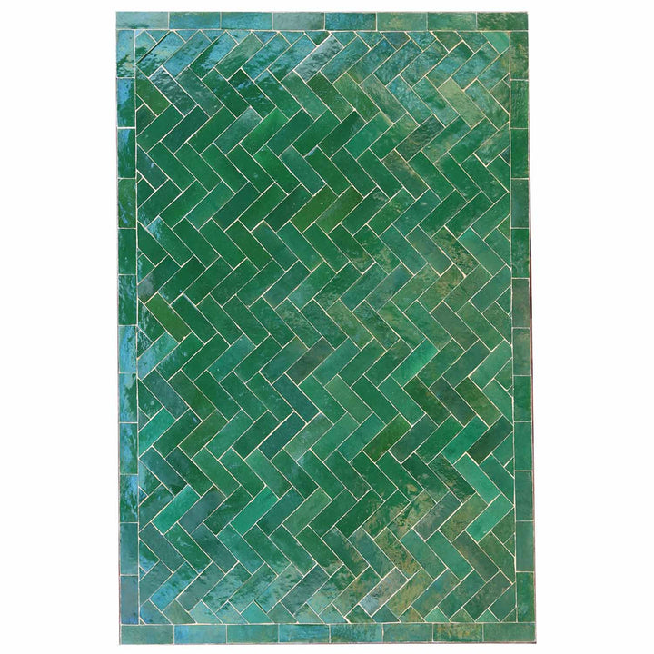Table à manger mosaïque 120x80 vert émaillé