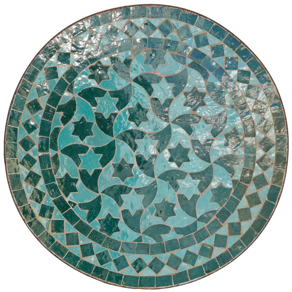 Beistelltisch Klein 45 cm mit grünem Mosaik in Sternform – traditionell gefertigt in Marokko