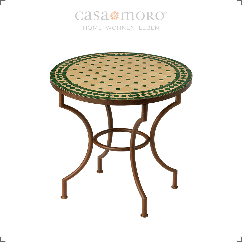 Table mosaïque en zellige d'un diamètre de 80 cm – idéale pour le balcon, le jardin ou la salle à manger