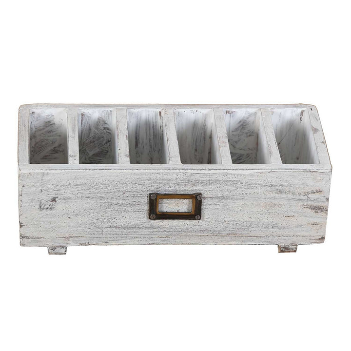Desk Organizer with 6 Compartments - White
