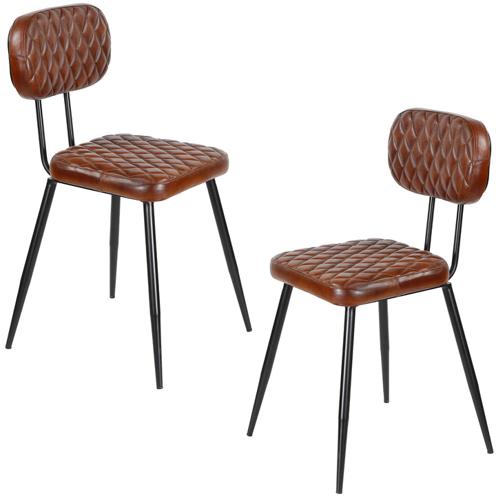 Dining room chairs brown leather