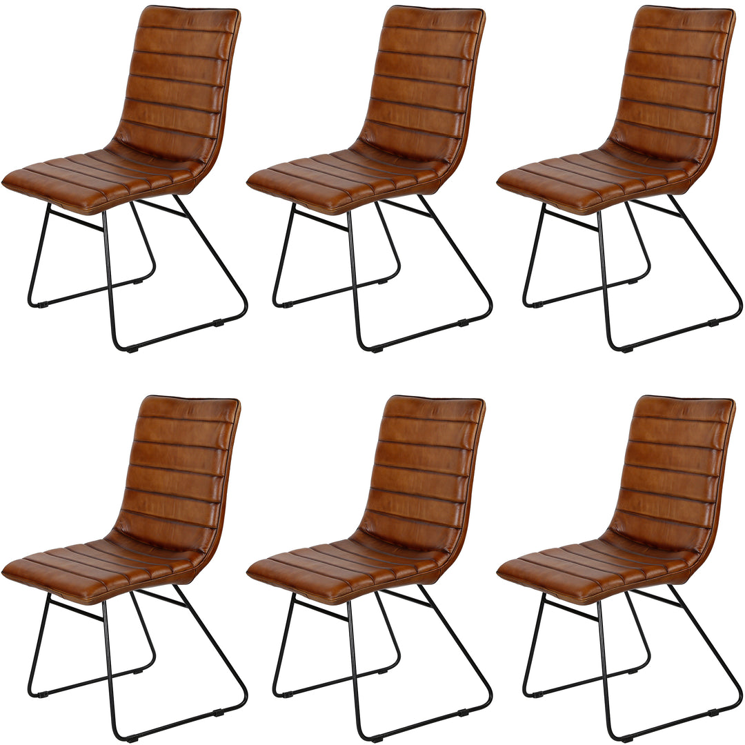 Brown leather dining room chair
