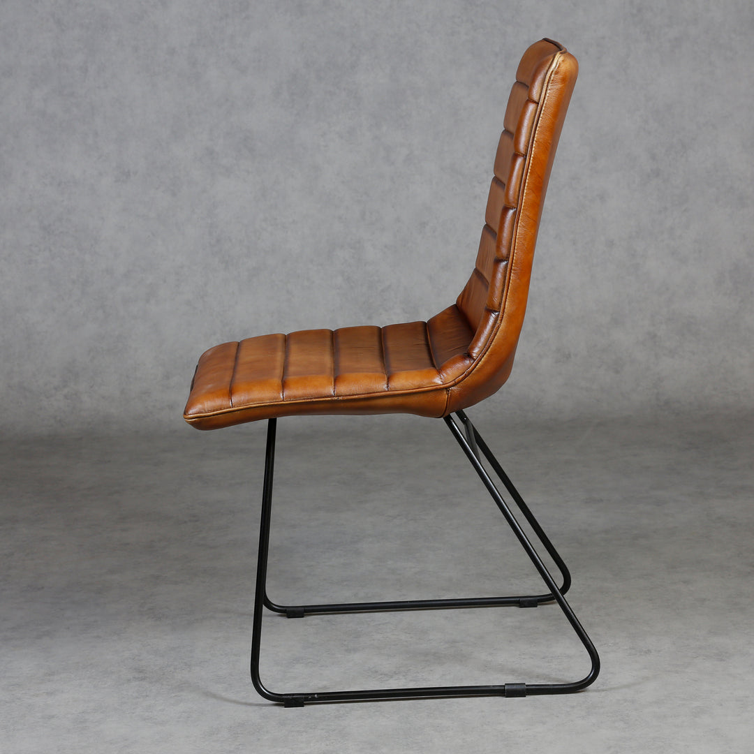 Brown leather dining room chair