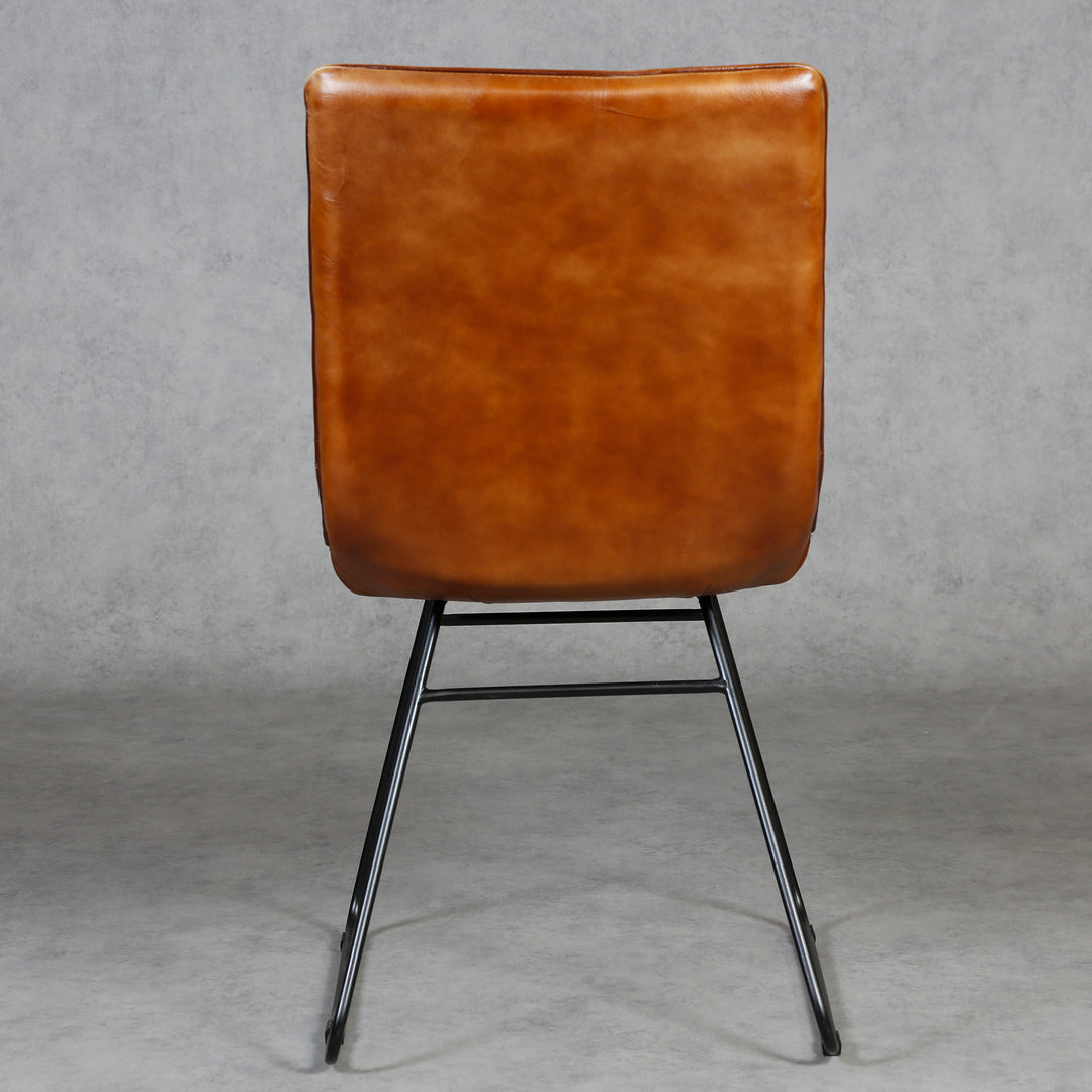 Brown leather dining room chair
