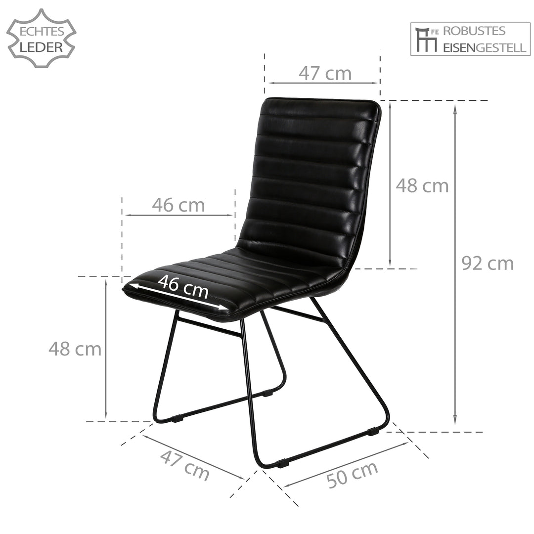 Esszimmerstuhl Leder Schwarz