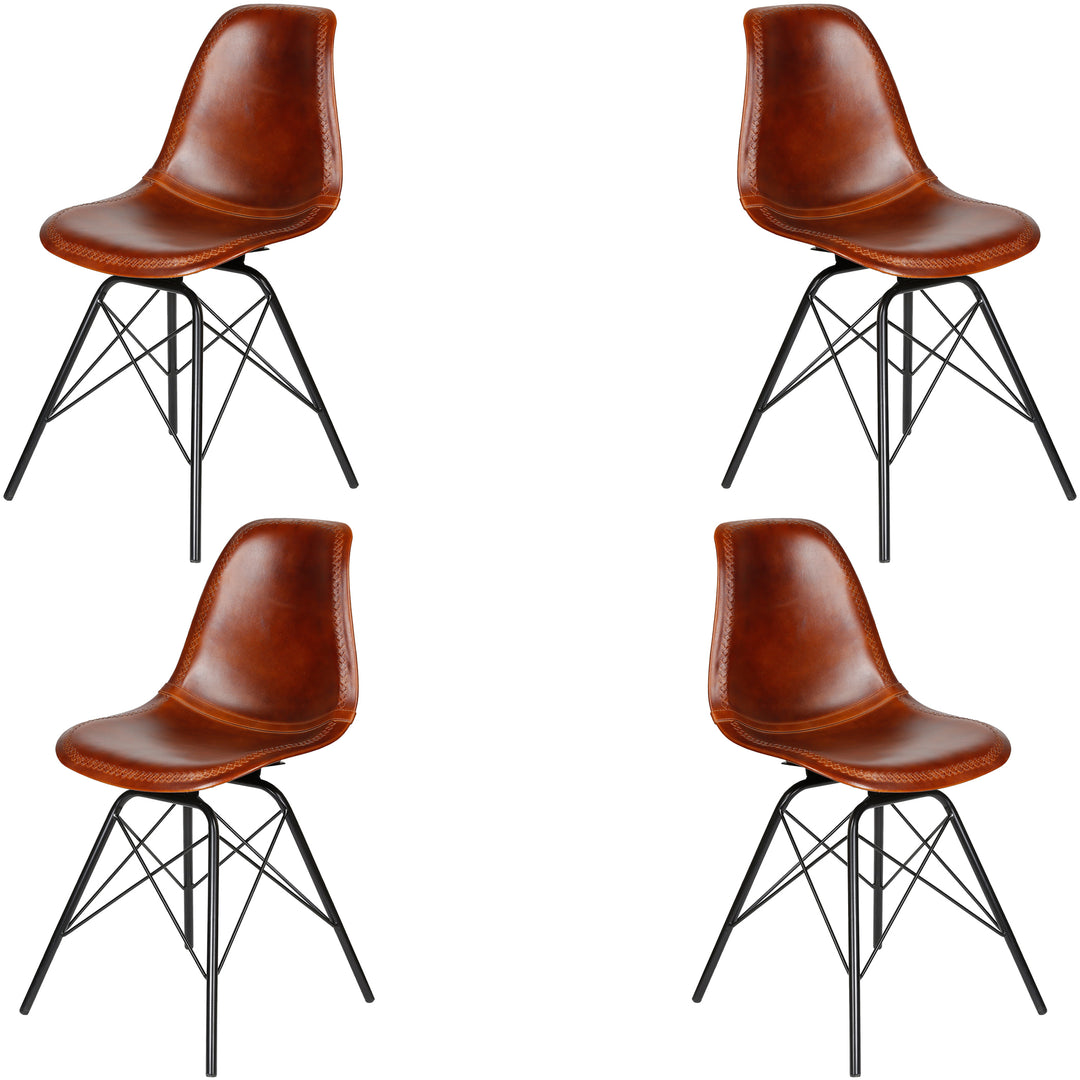 Dining room chair leather brown