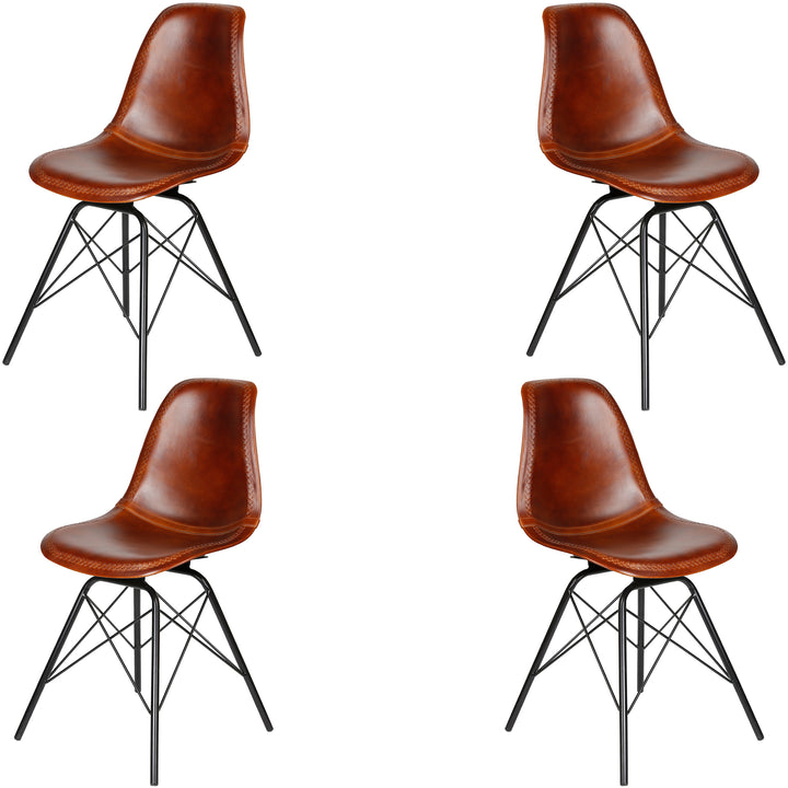 Dining room chair leather brown
