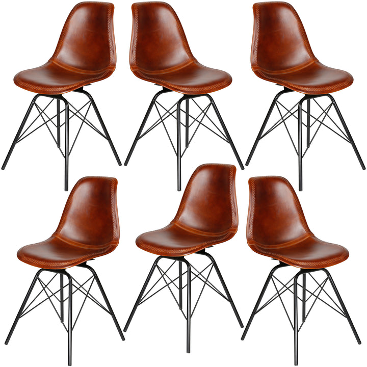 Dining room chair leather brown