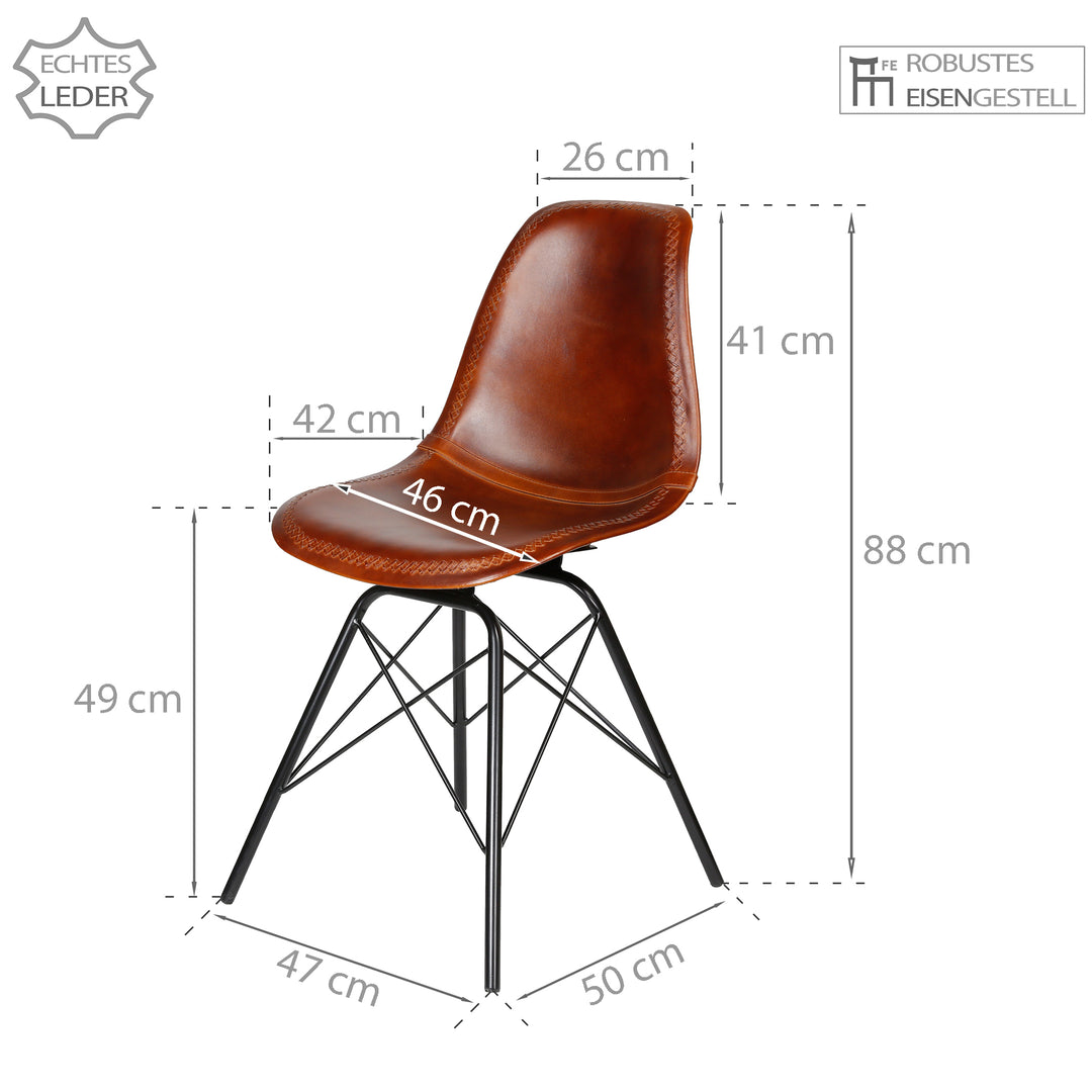 Dining room chair leather brown
