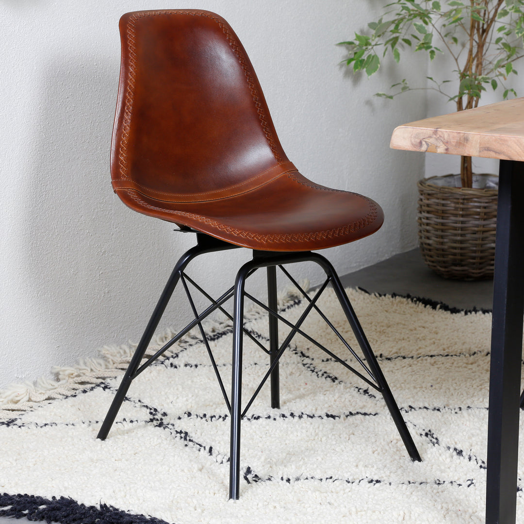 Dining room chair leather brown