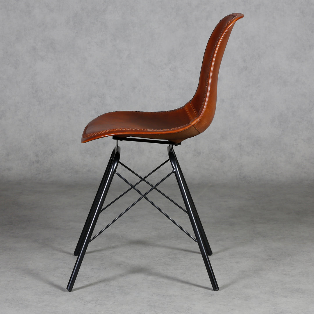 Dining room chair leather brown