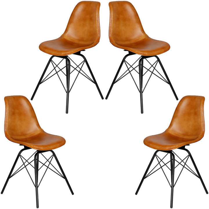 Chaise de salle à manger cuir cognac