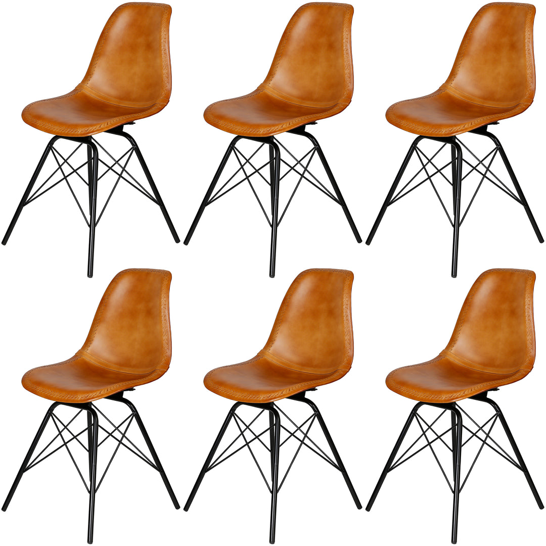 Chaise de salle à manger cuir cognac