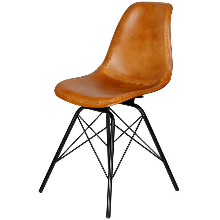 Chaise de salle à manger cuir cognac
