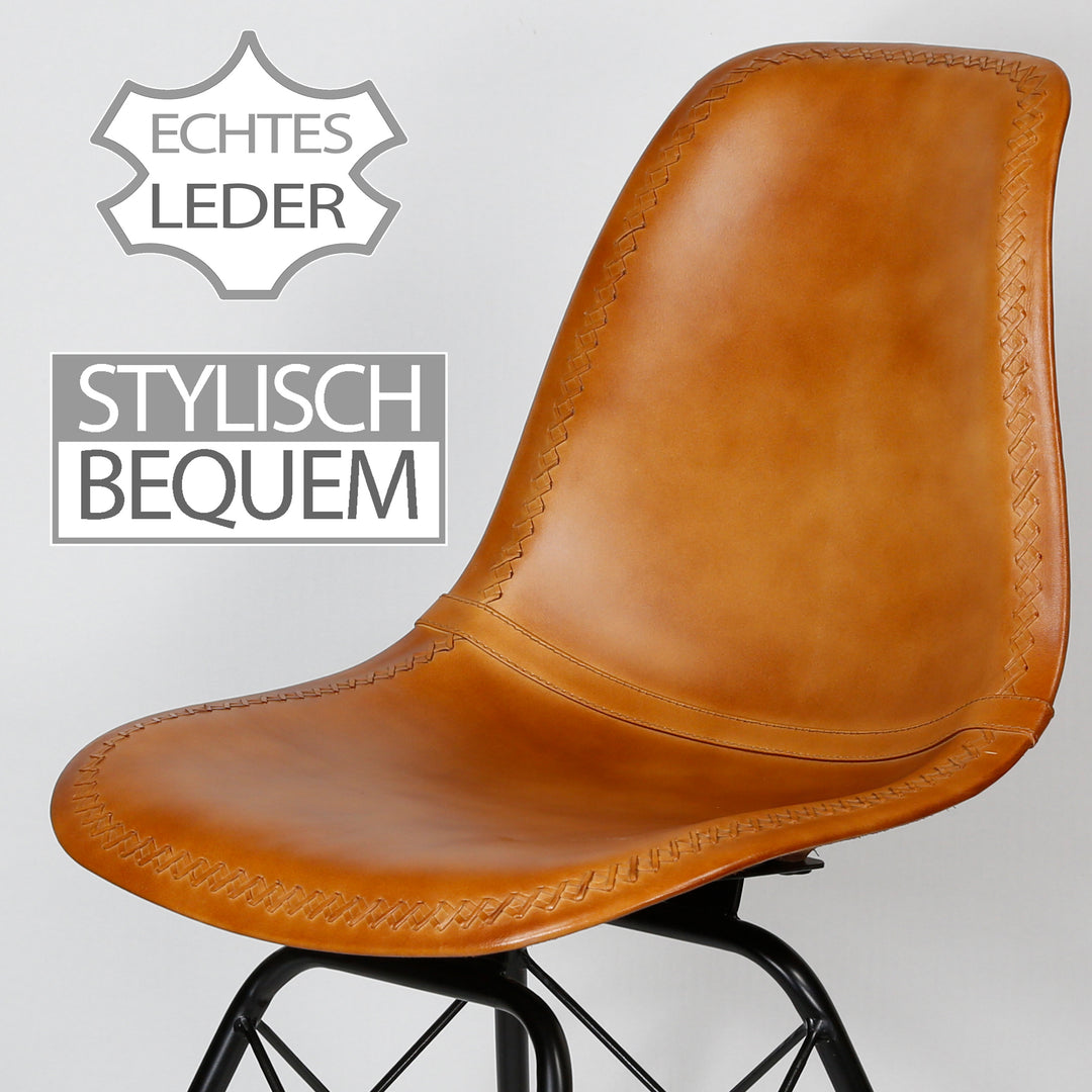 Chaise de salle à manger cuir cognac