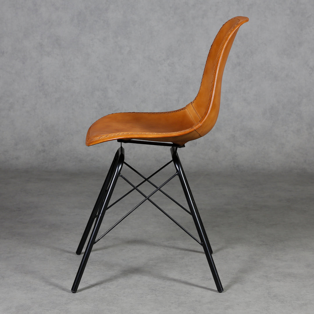 Chaise de salle à manger cuir cognac