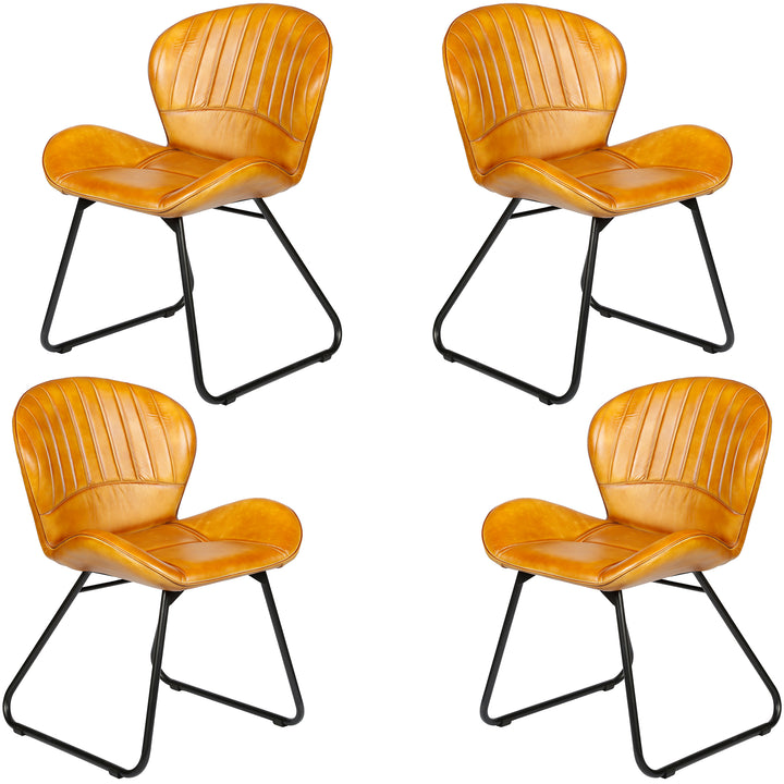 Dining room chair leather cognac brown