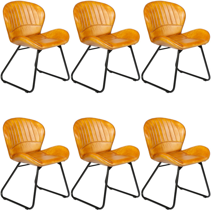 Dining room chair leather cognac brown