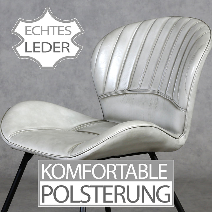 Lederstuhl Light Grau