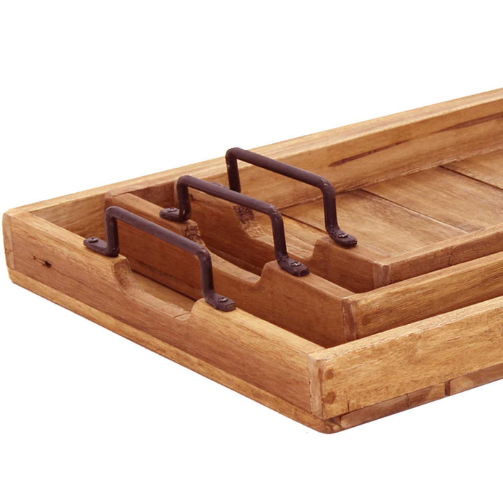Plateau Gloria en teck lot de 3