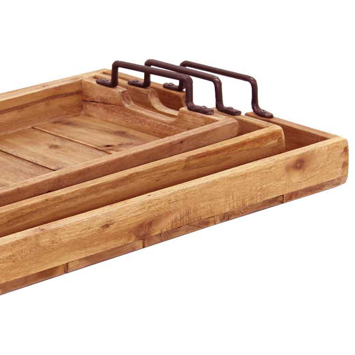 Plateau Gloria en teck lot de 3