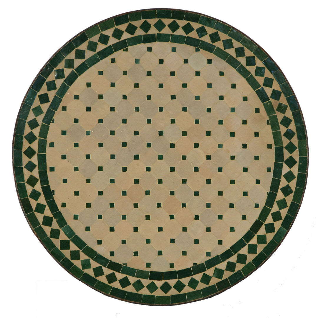 Table de terrasse environ 60 cm avec mosaïque de Zellige vert - Table en mosaïque marocaine pour balcon ou jardin