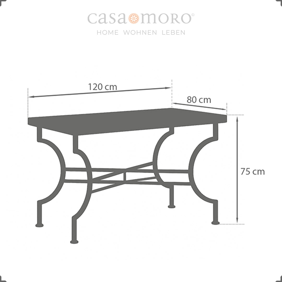 Dimensions: 120 x 80 cm, height 75 cm - patio table for four to six people