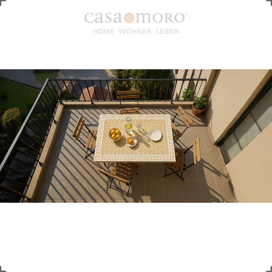 Garden table 120x80 cm mosaic table with traditional pattern for outdoor & indoor