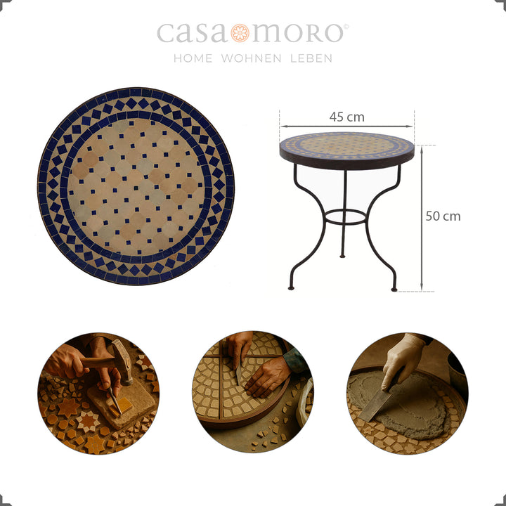 Petite table en mosaïque comme table végétale dans le salon ou table en carrelage pour le coin cuisine