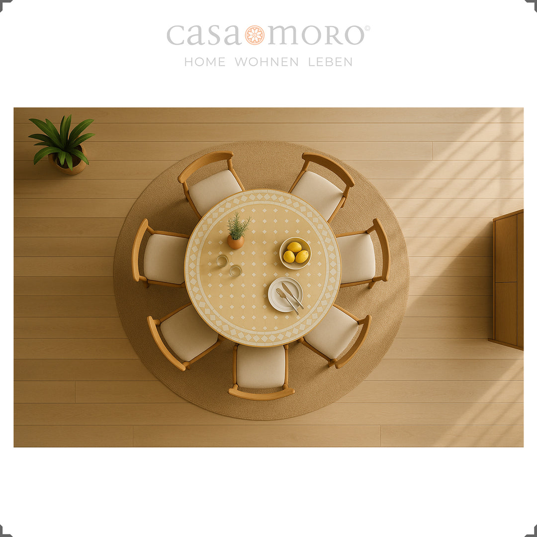 Table ronde mosaïque en terre cuite blanche 120 cm pour jardin et terrasse