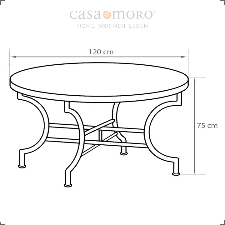 Dimensions : Ø 120 cm, hauteur 75 cm - table en mosaïque spacieuse pour quatre à six personnes