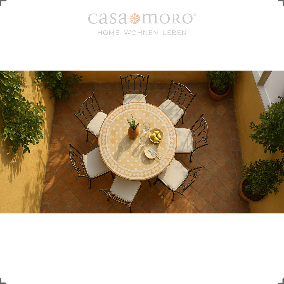 Table mosaïque ronde 120 cm – idéale comme table élégante pour le balcon, le salon ou l'extérieur