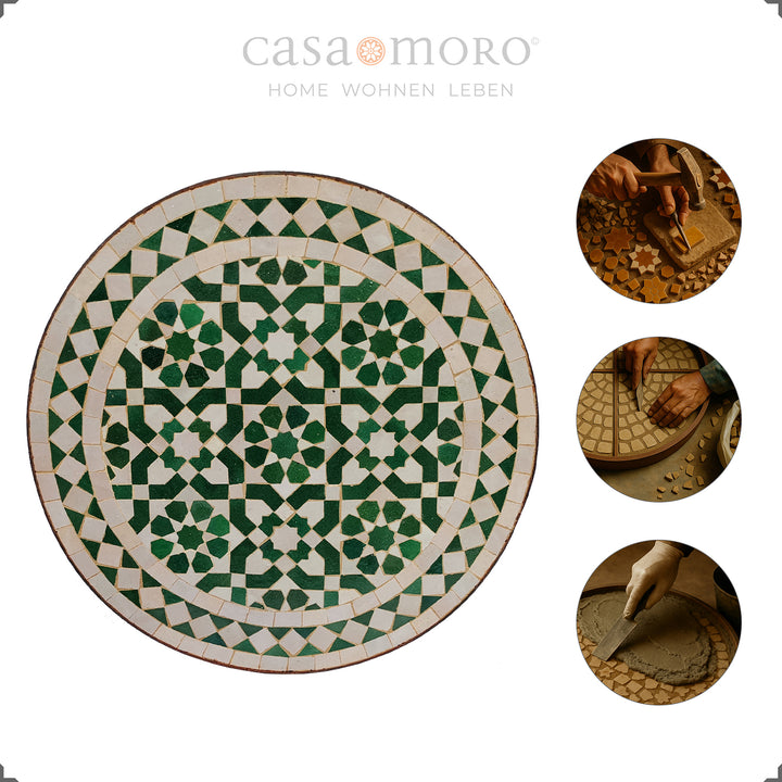 Table ronde en mosaïque de style classique et moderne pour le jardin, la terrasse ou le coin cuisine