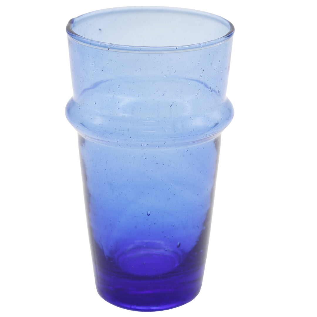 Hand-blown glass for iced coffee - vibrant surface & strong blue